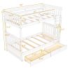 Twin-Over-Twin Bunk Bed with Ladders and Two Storage Drawers (Espresso Finish)