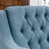 Blue Button-Tufted Accent Chair with Footrest