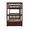 Twin-Over-Twin Bunk Bed with Ladders and Two Storage Drawers (Espresso Finish)
