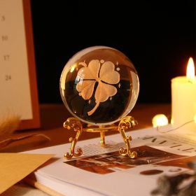 Ethereal Enchantment Crystal Ball Decoration (Color: Four-leaf Clover, size: Gold)