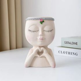 Elegance Face Statue Flower Pot (Color: White)