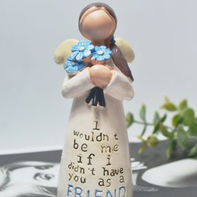 Sisters and Friends Sculpture Decorative Ornaments (Items: Single Person Holding Blue Flowers)