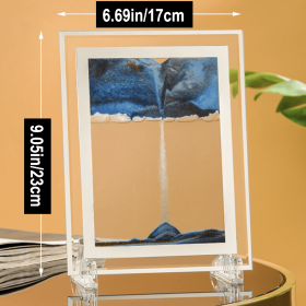 Romantic Hourglass Quicksand Painting (Color: Blue, size: 9.05in/23cm)