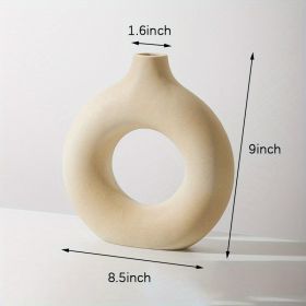 White Ceramic Donut Vase (Color: Cream Color, size: XL)