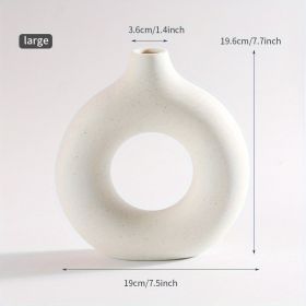 White Ceramic Donut Vase (Color: beige, size: large)