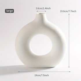 White Ceramic Donut Vase (Color: Ivory White, size: large)