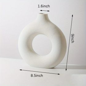 White Ceramic Donut Vase (Color: beige, size: XL)