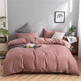 Simple Style Bedding 4 Piece Quilt Cover Set (Color: Dark pink, size: 220x240cm 4-piece)