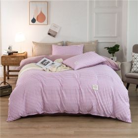 Simple Style Bedding 4 Piece Quilt Cover Set (Color: purple plaid, size: 200x230cm 4-piece)