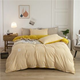Simple Style Bedding 4 Piece Quilt Cover Set (Color: yellow plaid, size: 180x200cm 4-piece)