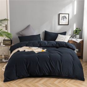 Simple Style Bedding 4 Piece Quilt Cover Set (Color: Navy blue, size: 180x200cm 4-piece)