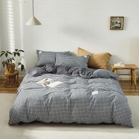 Simple Style Bedding 4 Piece Quilt Cover Set (Color: small black plaid, size: 220x240cm 4-piece)