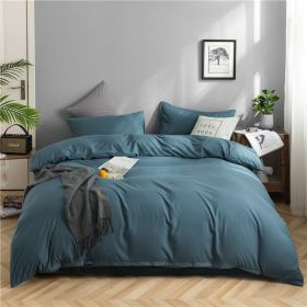 Simple Style Bedding 4 Piece Quilt Cover Set (Color: Blue, size: 220x240cm 4-piece)