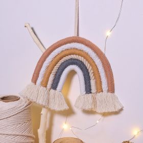 Vibrant Rainbow Macrame Wall Hanging (Color: Coffee)