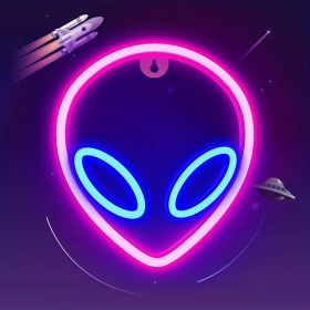 Cosmic Glow Alien LED Neon Sign (Color: Inner Blue And Outer Powder)