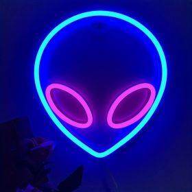 Cosmic Glow Alien LED Neon Sign (Color: Pink Inside And Blue Outside)