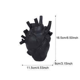 Arterial Elegance Heart-Shaped Vase (Color: Black, size: 11.5*8*16.5)