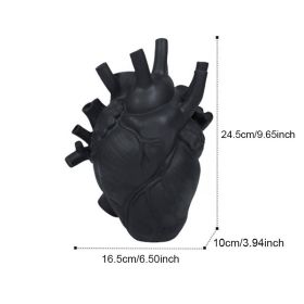 Arterial Elegance Heart-Shaped Vase (Color: Black, size: 16.5*10*25)