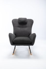 VelvetEase Modern Rocking Chair (Color: Gray, Material: Teddy Velvet)
