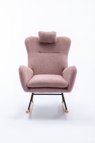 VelvetEase Modern Rocking Chair (Color: Pink, Material: Teddy Velvet)