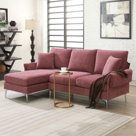 [VIDEO provided] [New]84 " Convertible Sectional Sofa, Modern Chenille L-Shaped Sofa Couch with Reversible Chaise Lounge, Fit for Living Room (Color: as Pic)