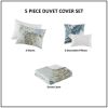 5 Piece Cotton Duvet Cover Set with Throw Pillow