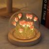 Tulips Gift for Women with LED Light in Glass Dome