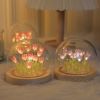Tulips Gift for Women with LED Light in Glass Dome