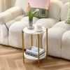MarbleGlow 2-Layer Round End Table