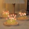 Tulips Gift for Women with LED Light in Glass Dome